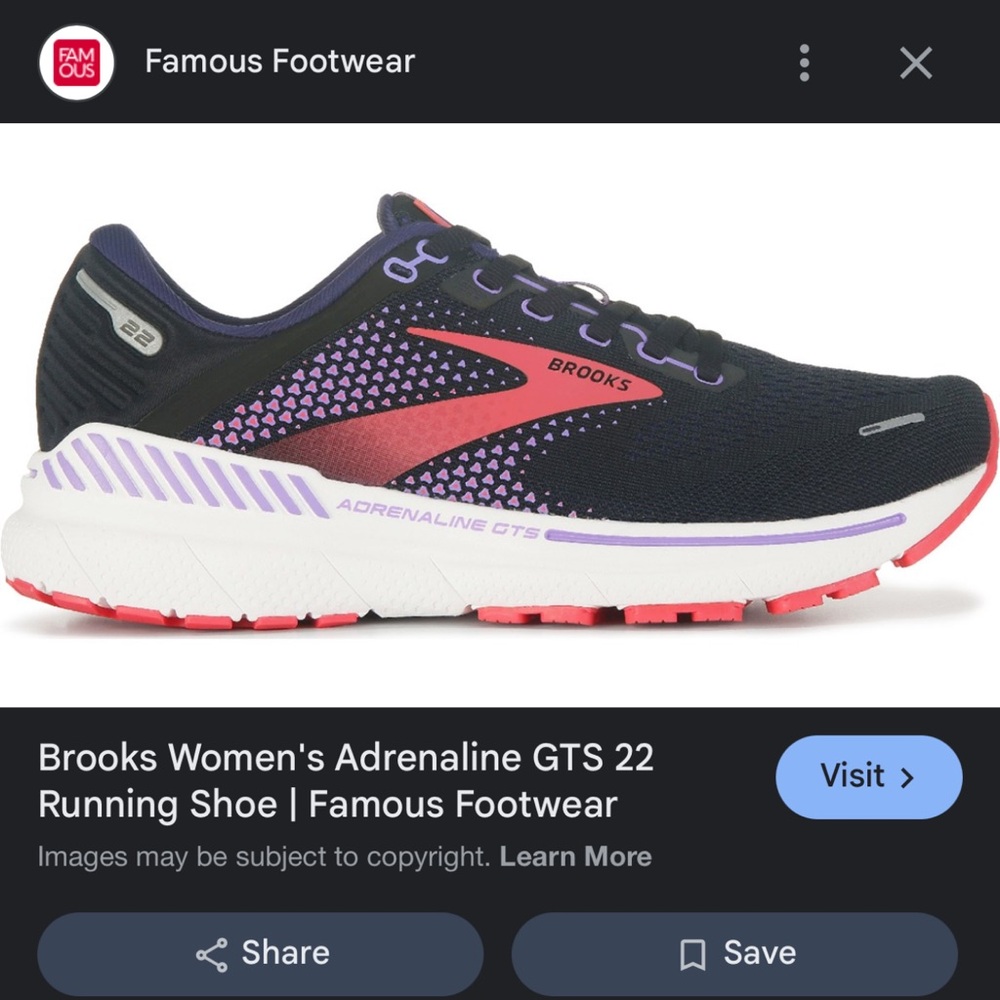 Brooks Women's Adrenaline GTS 22 Running Shoe - Purple and Pink